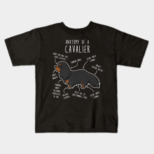 Cavalier King Charles Spaniel Dog Black and Tan Anatomy Kids T-Shirt